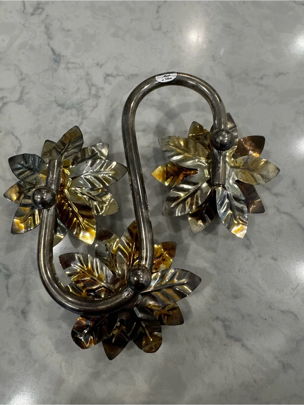 Vintage Silver Plate Gold Lotus Flower Candelabra Centerpiece